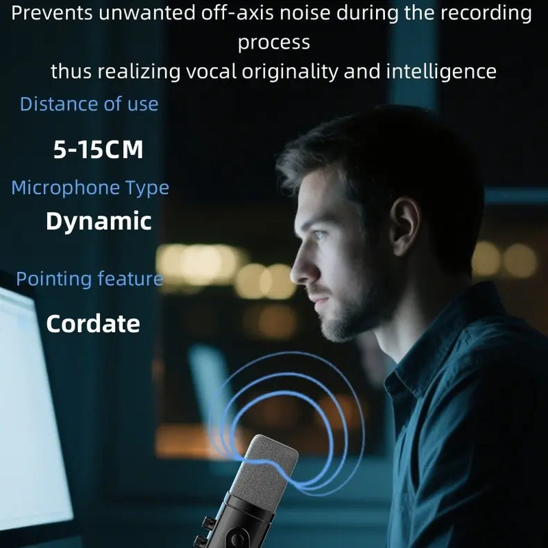 Professional USB/XLR Dynamic Microphone for Podcasting and Streaming with RGB Control, Touch Mute, Headphone Jack, and Desktop Stand - Lsd-Yu8 RGB Condenser Microphone