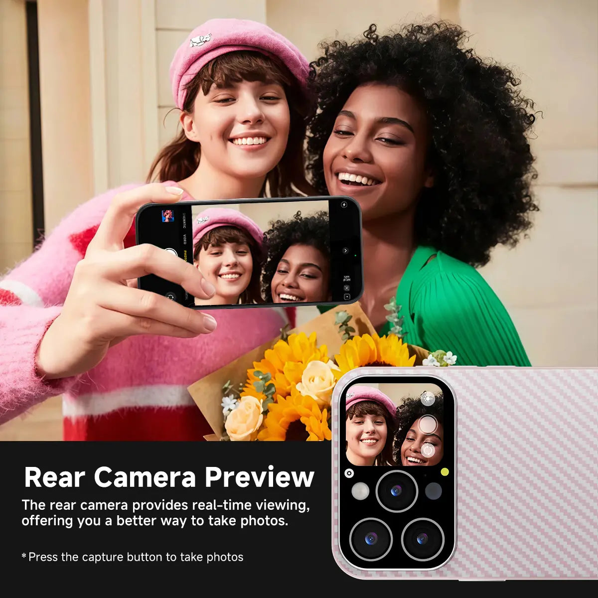 Premium Smartphone Case with 1.75-Inch HD Display, Custom Video Dial, Rear Camera Preview, Notifications, Music Control, Weather Updates, Timer Function, Dynamic Smart Window, Multiple Model Compatibility, and Magnetic Wireless Charging - An Ideal Practic