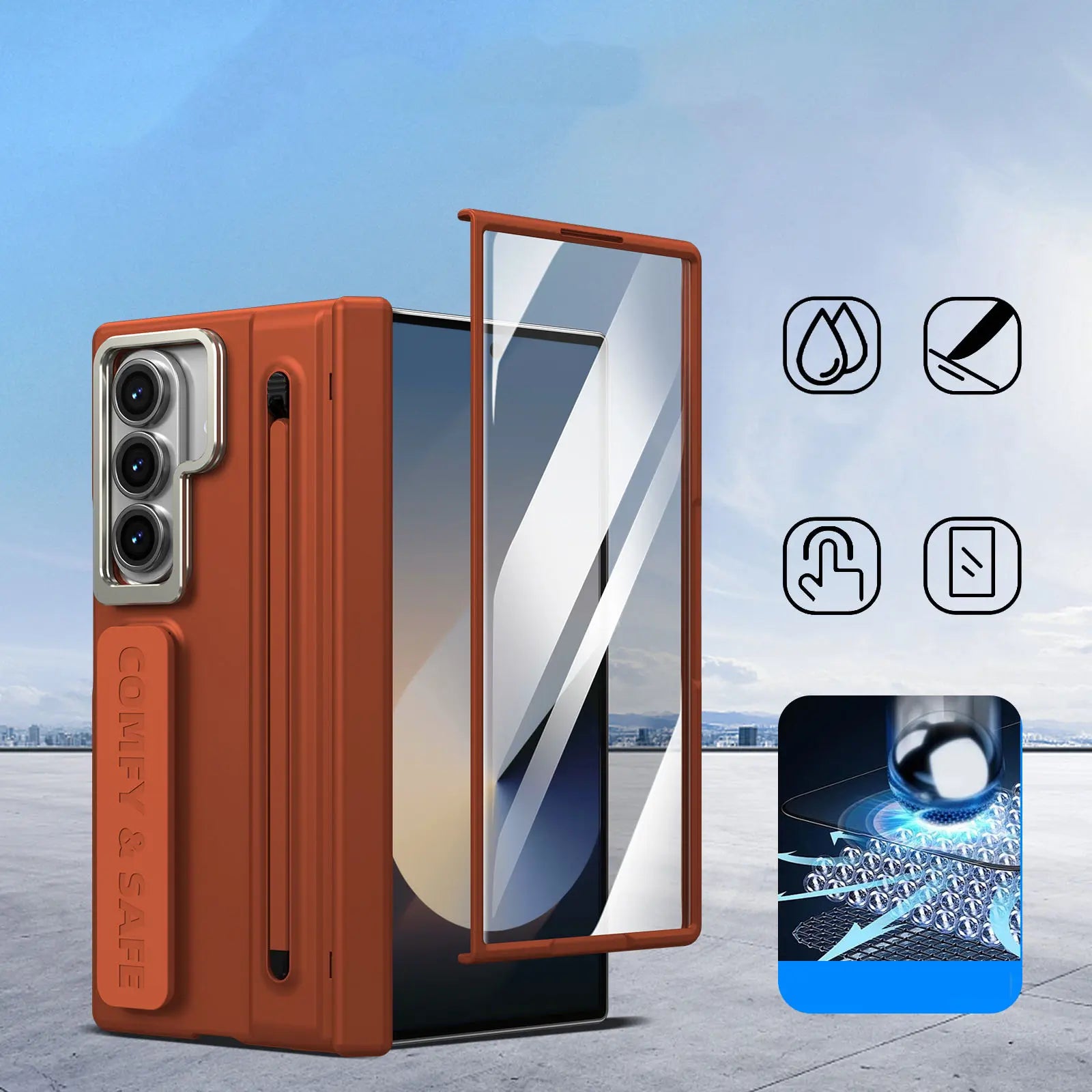 Premium Foldable Phone Case with Integrated Stand and Pen Holder