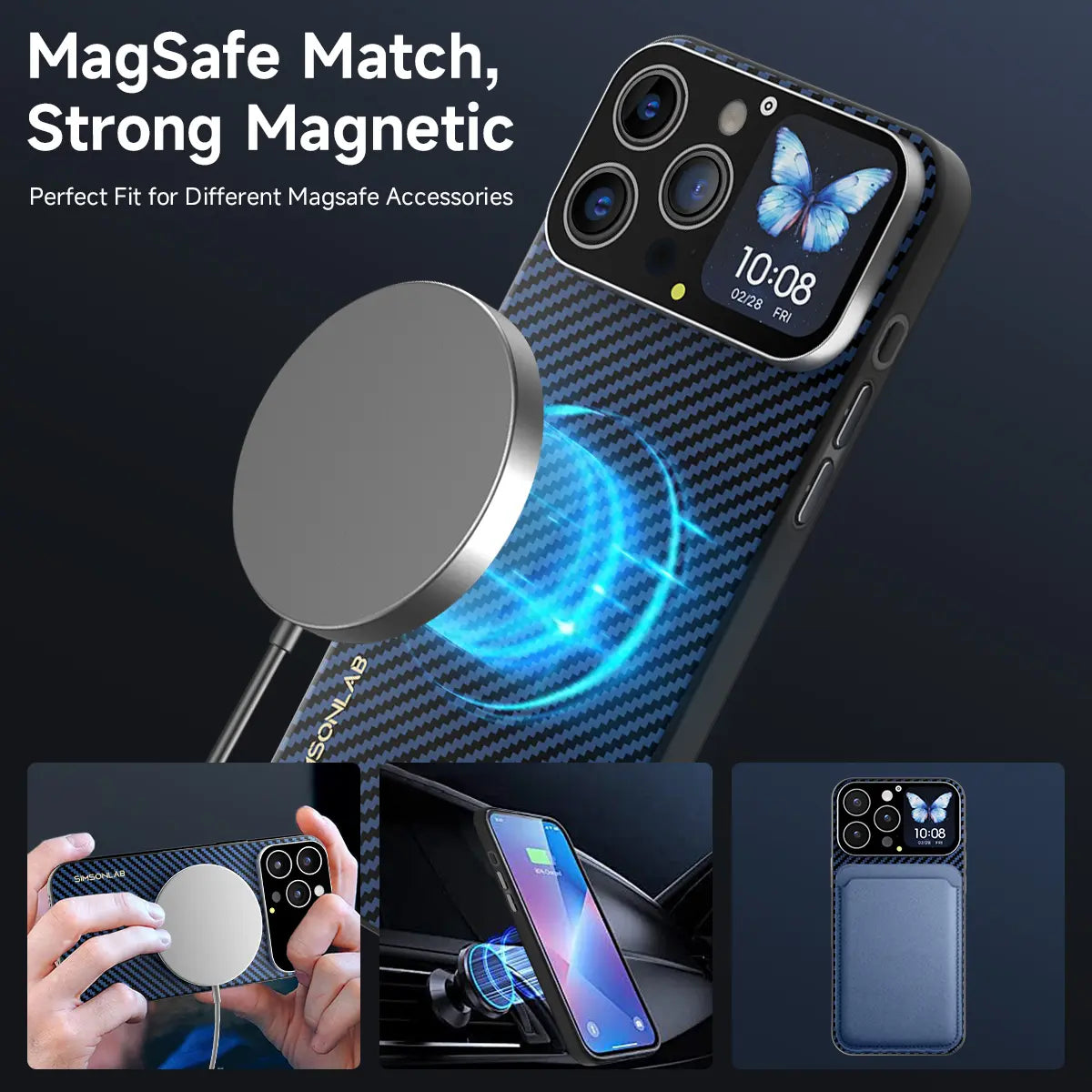 Premium Smartphone Case with 1.75-Inch HD Display, Custom Video Dial, Rear Camera Preview, Notifications, Music Control, Weather Updates, Timer Function, Dynamic Smart Window, Multiple Model Compatibility, and Magnetic Wireless Charging - An Ideal Practic