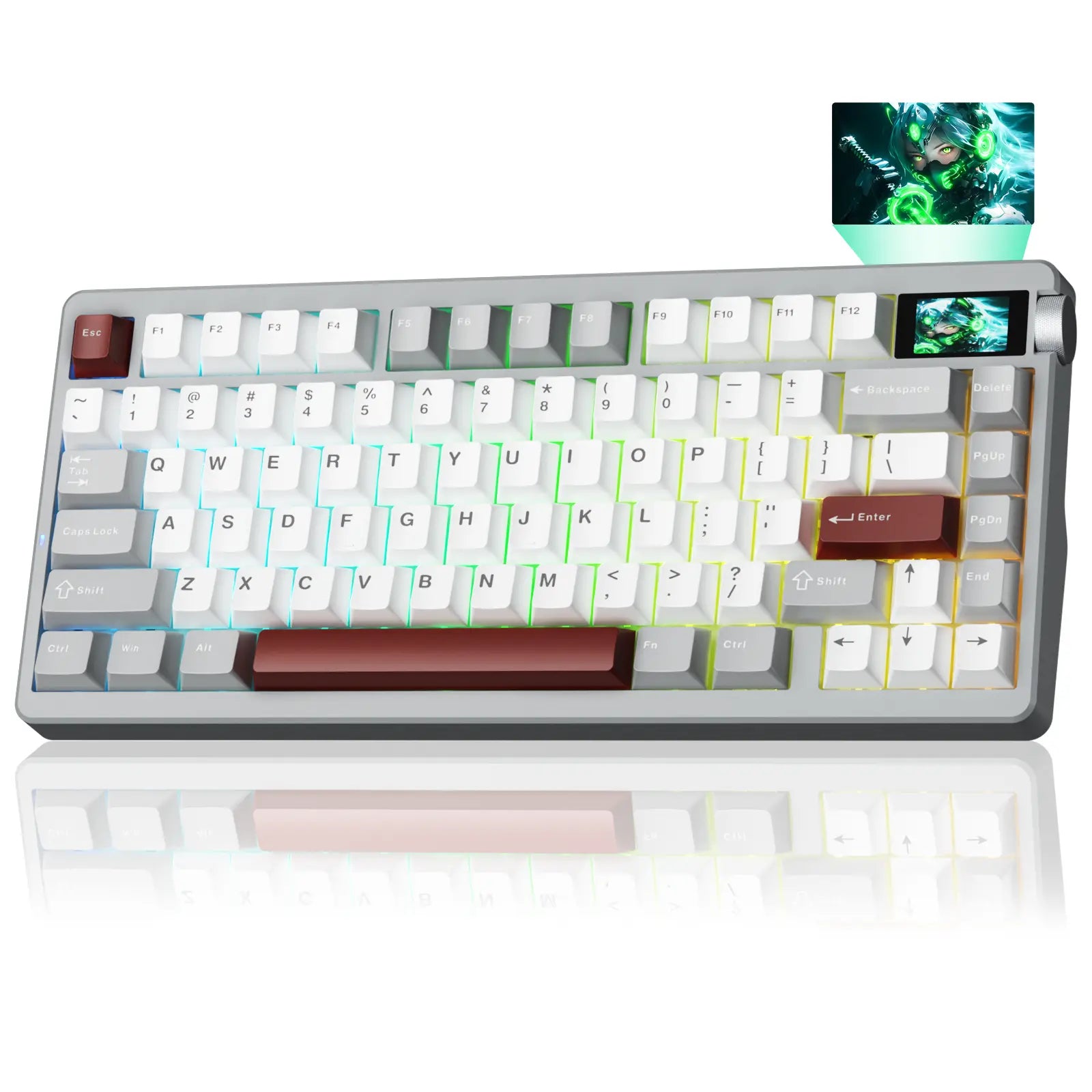 Aula Nova75 Wireless Mechanical Custom Keyboard with TFT Screen, Tri-Mode Hot-Swappable 75% Gasket Mounted RGB, 8000mAh Battery for Mac, Windows, iOS, Android, and Esports Gaming