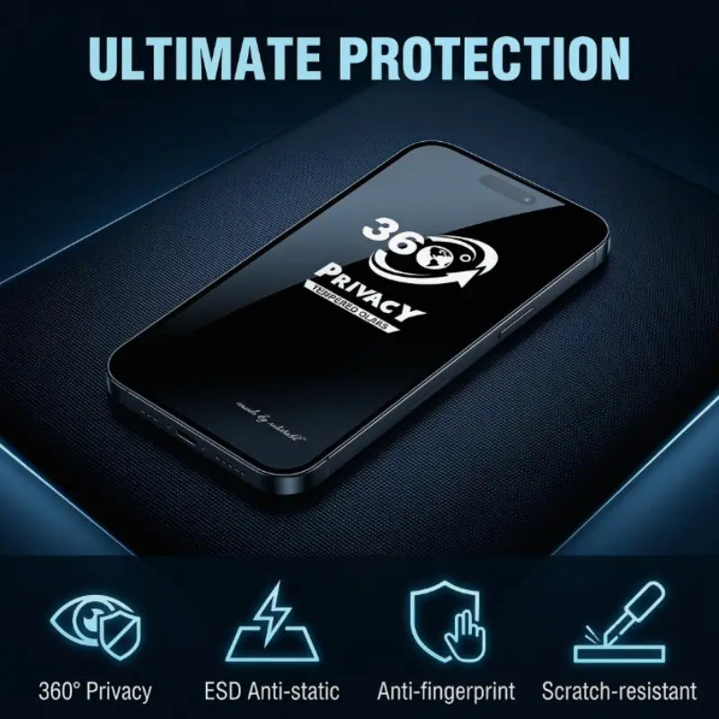 360-Degree Tempered Glass Privacy Screen Protector for iPhone 13-17, Compatible with Apple Devices, Durable and Crystal Clear Protection