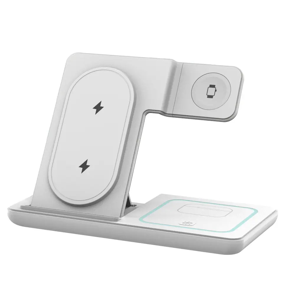 Portable 3-in-1 Wireless Charging Station for iPhone, Apple Watch, and AirPods - Compatible with Android Devices and Smartwatches