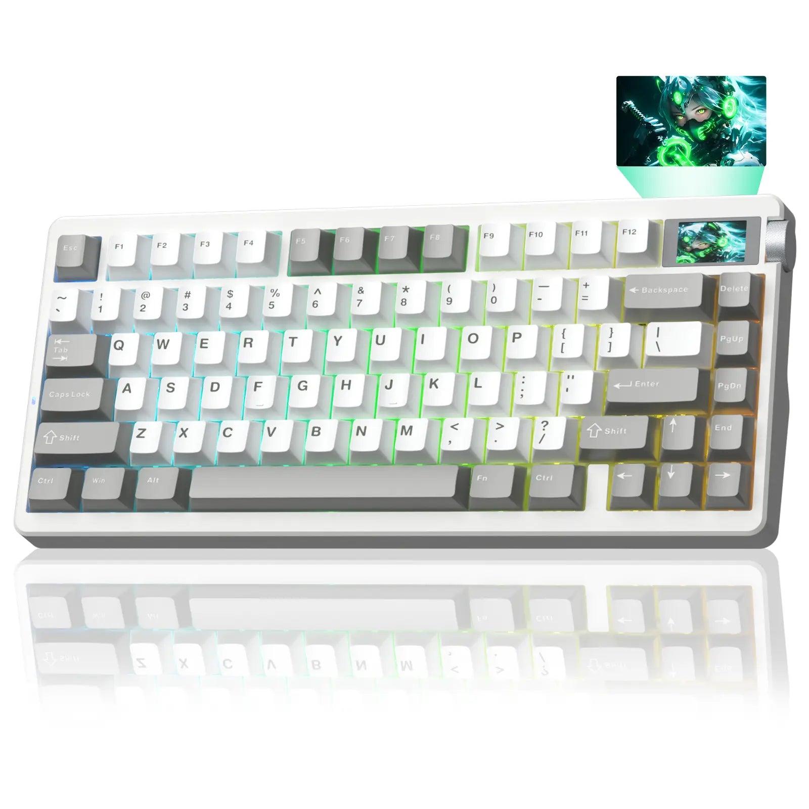 Aula Nova75 Wireless Mechanical Custom Keyboard with TFT Screen, Tri-Mode Hot-Swappable 75% Gasket Mounted RGB, 8000mAh Battery for Mac, Windows, iOS, Android, and Esports Gaming