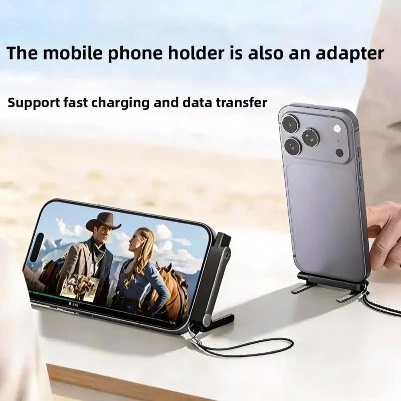 240W Dual-Function Detachable Type-C Charging Cable with Rotating Stand, Zinc Alloy and Silicone Construction, Compatible with Apple and Samsung Smartphones, Ideal for Gaming and Automotive Applications