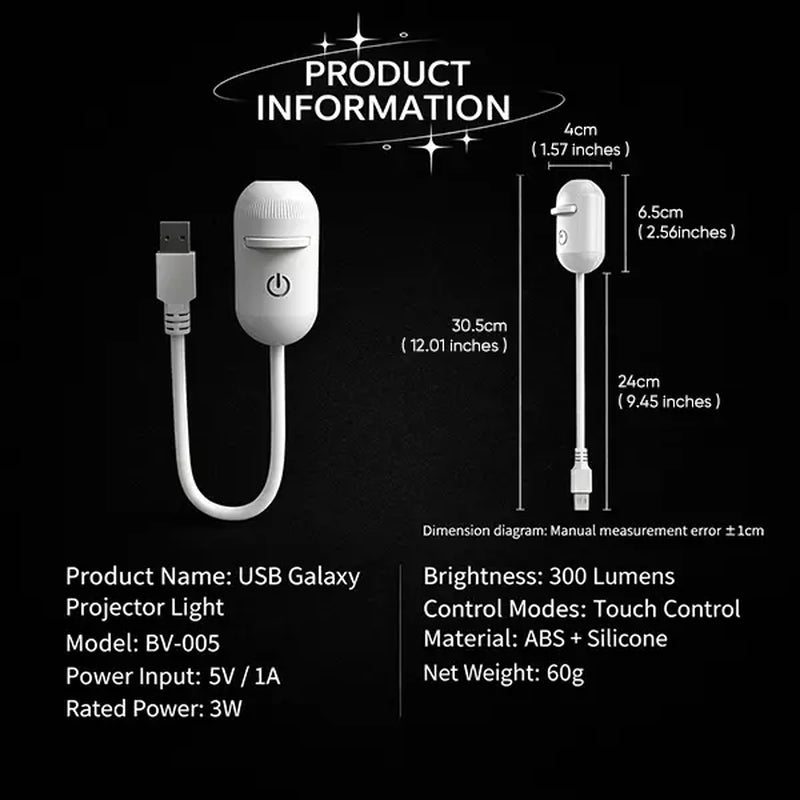 Galaxy Projector LED Light: Compact Starry Night Projector for Bedrooms and Playrooms, Perfect for Home Theaters and Gift Giving