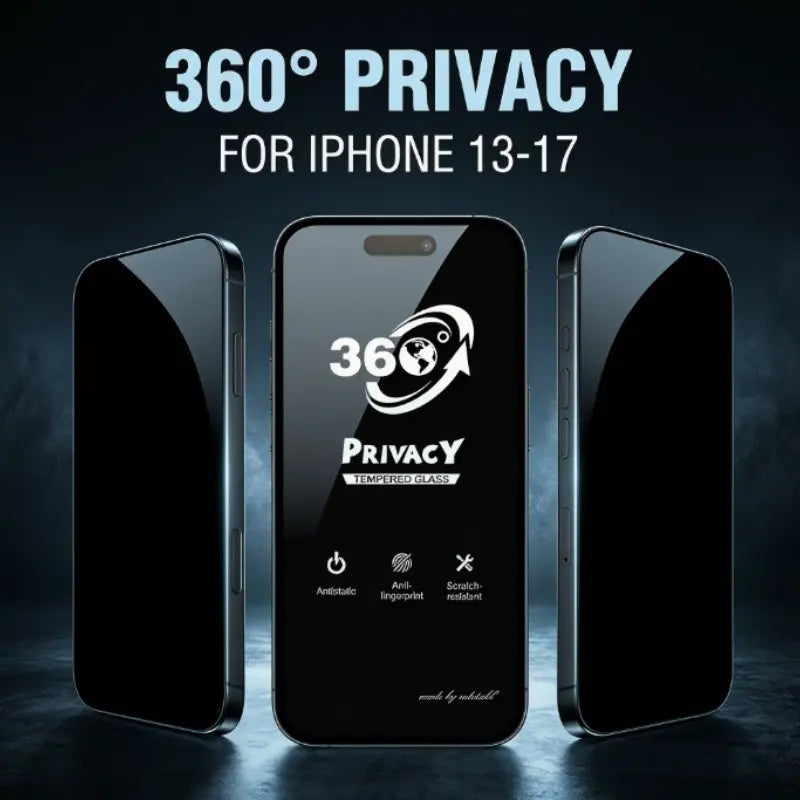 360-Degree Tempered Glass Privacy Screen Protector for iPhone 13-17, Compatible with Apple Devices, Durable and Crystal Clear Protection