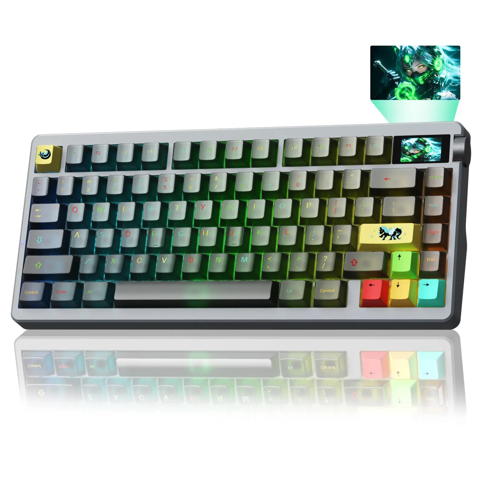 Aula Nova75 Wireless Mechanical Custom Keyboard with TFT Screen, Tri-Mode Hot-Swappable 75% Gasket Mounted RGB, 8000mAh Battery for Mac, Windows, iOS, Android, and Esports Gaming