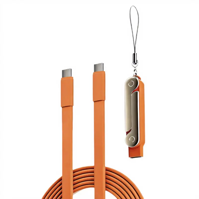 240W Dual-Function Detachable Type-C Charging Cable with Rotating Stand, Zinc Alloy and Silicone Construction, Compatible with Apple and Samsung Smartphones, Ideal for Gaming and Automotive Applications