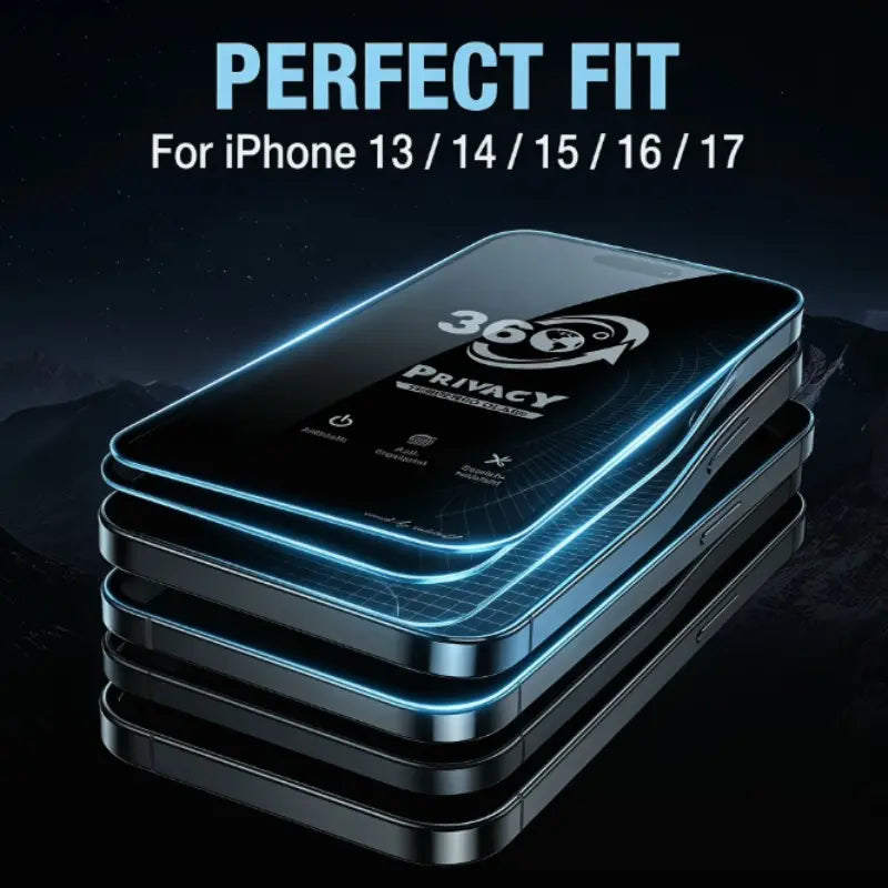 360-Degree Tempered Glass Privacy Screen Protector for iPhone 13-17, Compatible with Apple Devices, Durable and Crystal Clear Protection