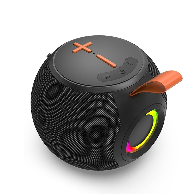 Bluetooth Speaker Portable RGB Lamp shown from above with colorful lighting effects and control buttons.