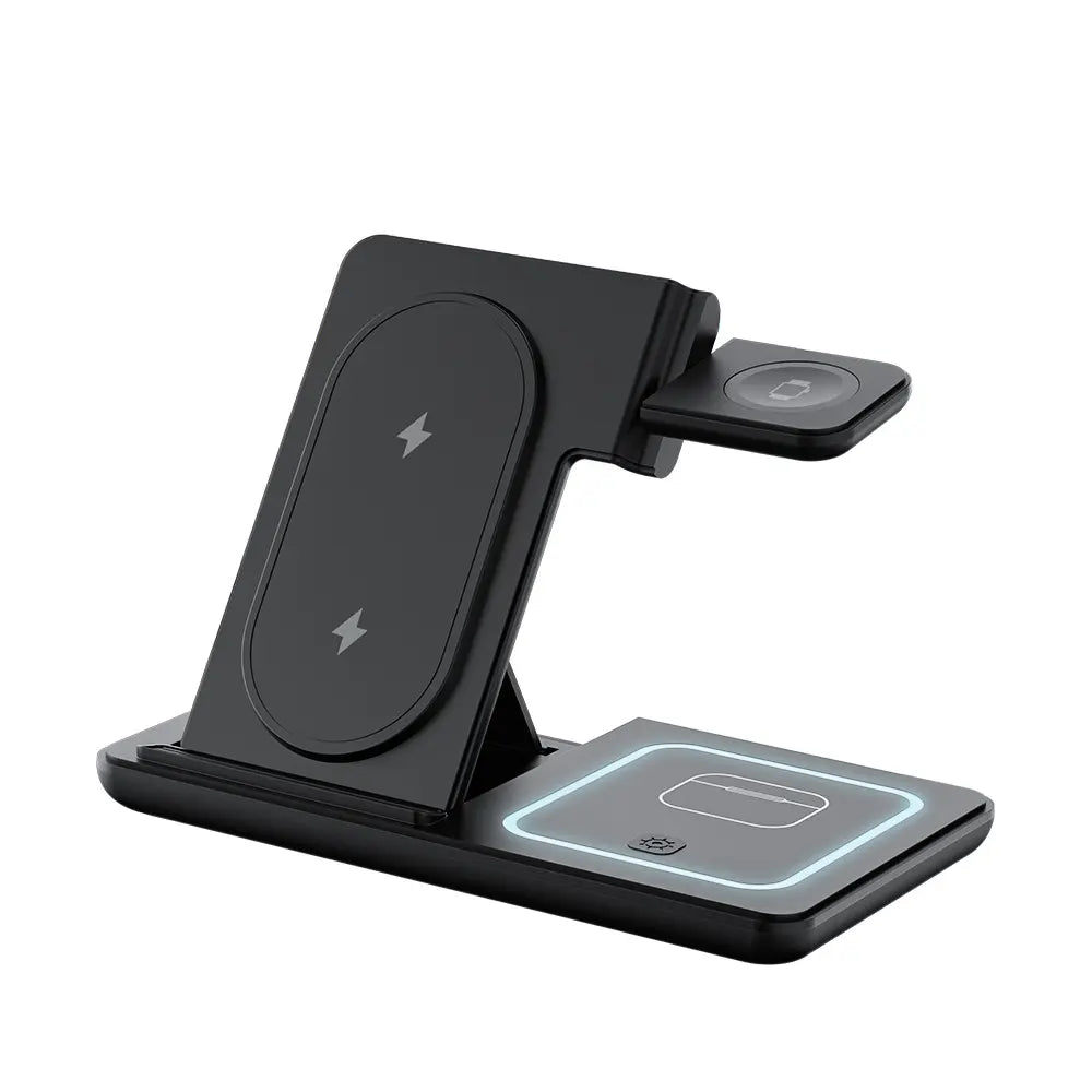 Portable 3-in-1 Wireless Charging Station for iPhone, Apple Watch, and AirPods - Compatible with Android Devices and Smartwatches