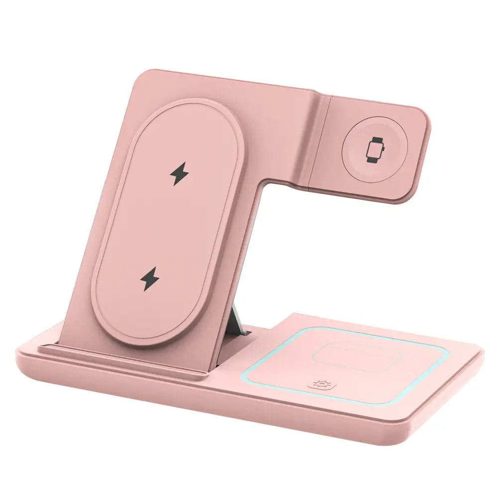 Portable 3-in-1 Wireless Charging Station for iPhone, Apple Watch, and AirPods - Compatible with Android Devices and Smartwatches