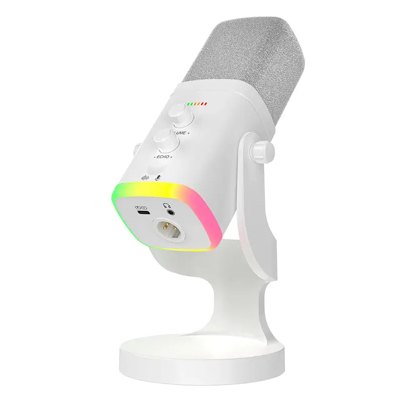 Professional USB/XLR Dynamic Microphone for Podcasting and Streaming with RGB Control, Touch Mute, Headphone Jack, and Desktop Stand - Lsd-Yu8 RGB Condenser Microphone